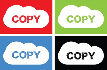 COPY text, on cloud bubble sign.