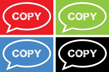 COPY text, on ellipse speech bubble sign.