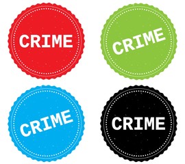 CRIME text, on round wavy border stamp badge.