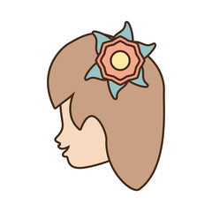 female face profile character with flower vector illustration eps 10