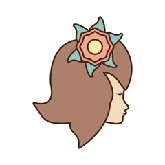 female face profile character with flower vector illustration eps 10