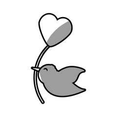 cute bird heart balloon romantic vector illustration eps 10