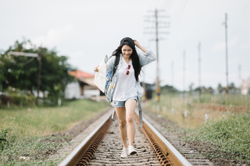 Obraz premium Beautiful Asia woman traveler,travel concept