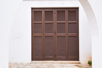 Wooden front door of a home