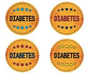 DIABETES text, on round wavy border vintage, stamp badge.