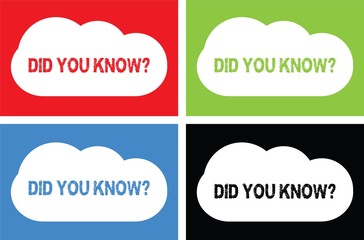 DID YOU KNOW  text, on cloud bubble sign.