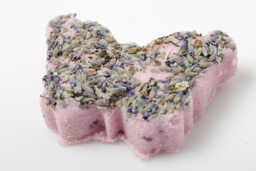 Lavender Bath bombs on a white background