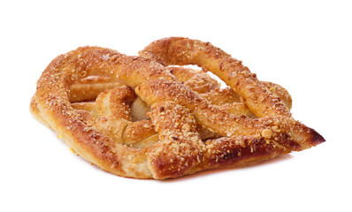 Sweet pretzels on white background