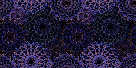 Vector banner in vintage style. Seamless lace ribbon. Border in the style of boho chic