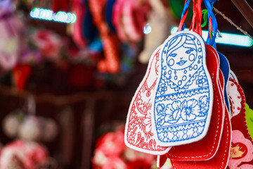 Colorful fleece matryoshka souvenirs
