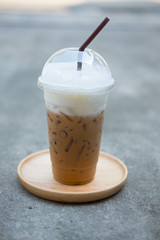 Iced coffee with straw