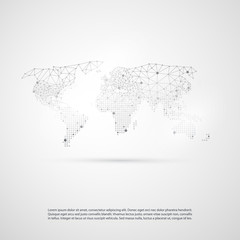 Cloud Computing and Networks with World Map - Abstract Global Business Connections, Technology Concept Background, Creative Design Element Template
