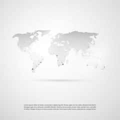 Cloud Computing and Networks with World Map - Abstract Global Business Connections, Technology Concept Background, Creative Design Element Template