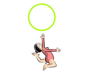 Woman Rhythmic gymnastics with hoops - isolated