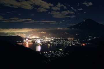 富士と花火