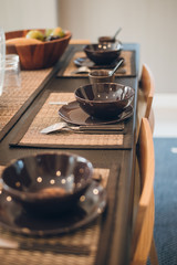 table set on dinning table at home