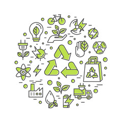 Isolated Vector Style Illustration Logo Set Badge Recycling Ecological Concept. One Page Web Site Template Banner, Infographic Poster