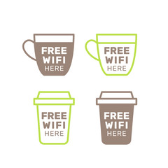 Vector Icon Style Illustration of Free Wi-Fi Internet Connection Service, Public Hotspot, Cafe Area, Greaphic Sticker Information, Isolated Object