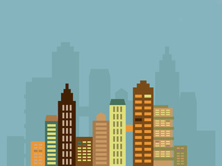 Naklejka premium Megapolis cityscape with buildings, skyscrapers in brown colors