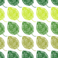 Fototapeta premium Seamless vector background with decorative leaves. 