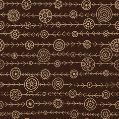 seamless pattern with ethnic tribal boho trendy ornaments
