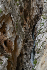 Guadalhorce river flowing through a narrow gorge at Caminito del Rey