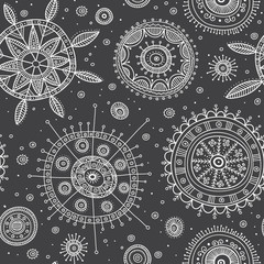 ornate circles boho style seamless pattern