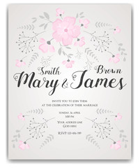 Wedding invitation flowers template