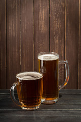 beer glass on a wooden background