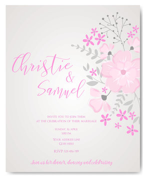 Wedding invitation flowers template