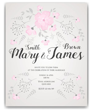 Wedding invitation flowers template