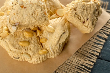 traditional eastern desserts on wooden background