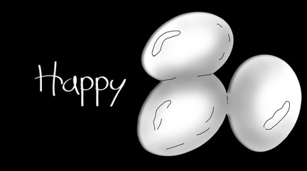 Easter eggs background black and white with doodles