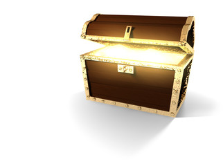 Treasure Chest With Glowing Contents Isolated On White