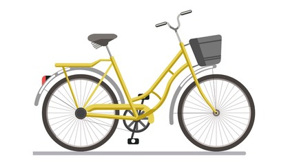 Bicycle pedal vehicle with travel basket vector isolated icon