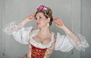 Beautiful woman in historic medieval dress