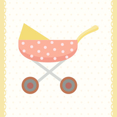 Pram icon for girl. Flat design.