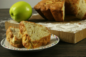 Homemade apple pie on a wooden table