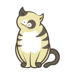 Cartoon cat kitten sitting vector flat icon