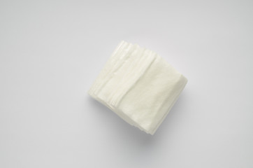 Cotton pads on white background