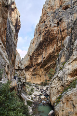 Fototapeta na wymiar Caminito del Rey, gorge and Guadalhorce river