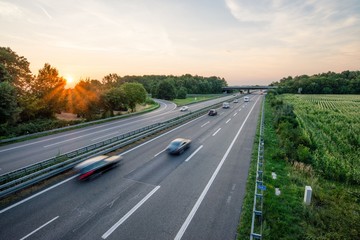 German Highway at Sunset - obrazy, fototapety, plakaty