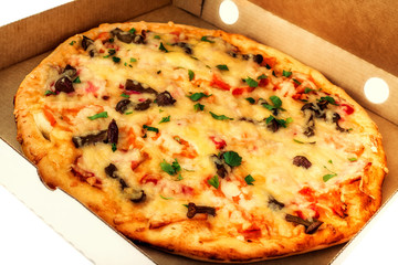 Fresh pizza in the package.