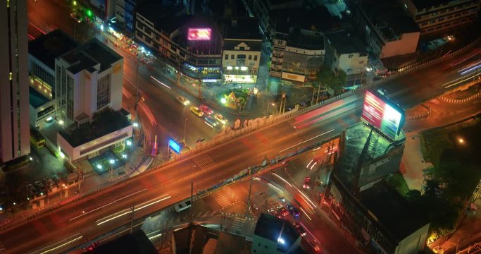 Timelapse Abstract of Bangkok's Night Time Traffic from Elevated Perspective