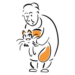 Elderly lady holding a cat