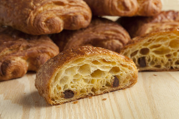 Fresh chocolate croissants