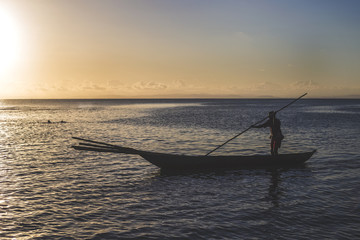 Inside Madagascar - Beautiful sunset in Saint Marie , this fisherman was going back home to meet his family.