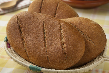 Basket with fresh baked moroccan bread