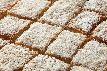  Fresh baked Moroccan yogurt cake cut into pieces