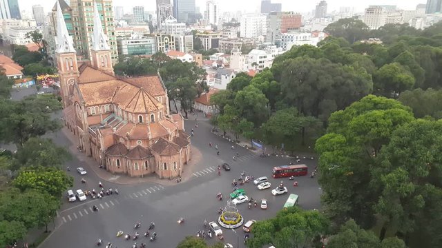 Notre Dame Cathedral (Vietnamese: Nha Tho Duc Ba), build in 1883 in Ho Chi Minh city, Vietnam. HOCHIMINH CITY (SAI GON), VIET NAM - August 16, 2016